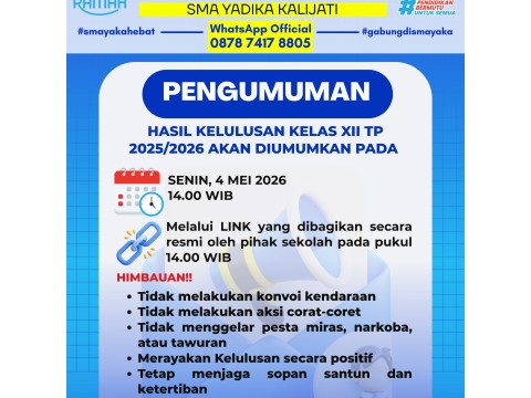 PENGUMUMAN KELULUSAN KELAS 12 TP. 2025-2026